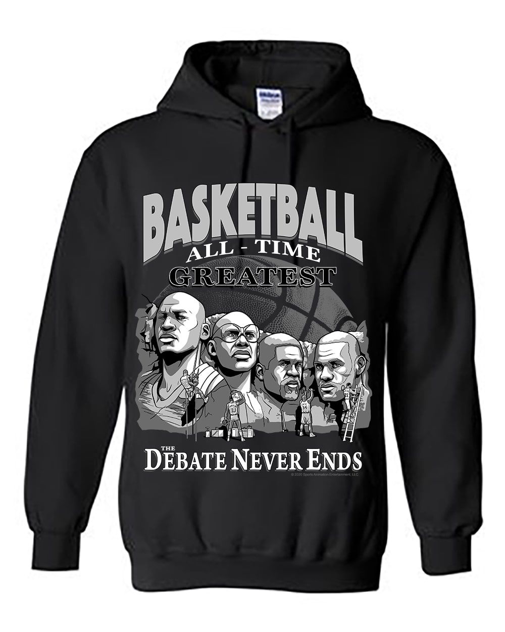 Mount Rushmore - Basketball All-Time Greatest (Black Heavy Duty Hoodie)