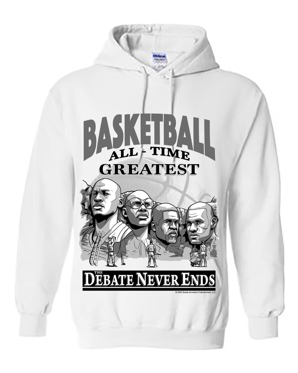 Mount Rushmore - Basketball All-Time Greatest (White Heavy Duty Hoodie)
