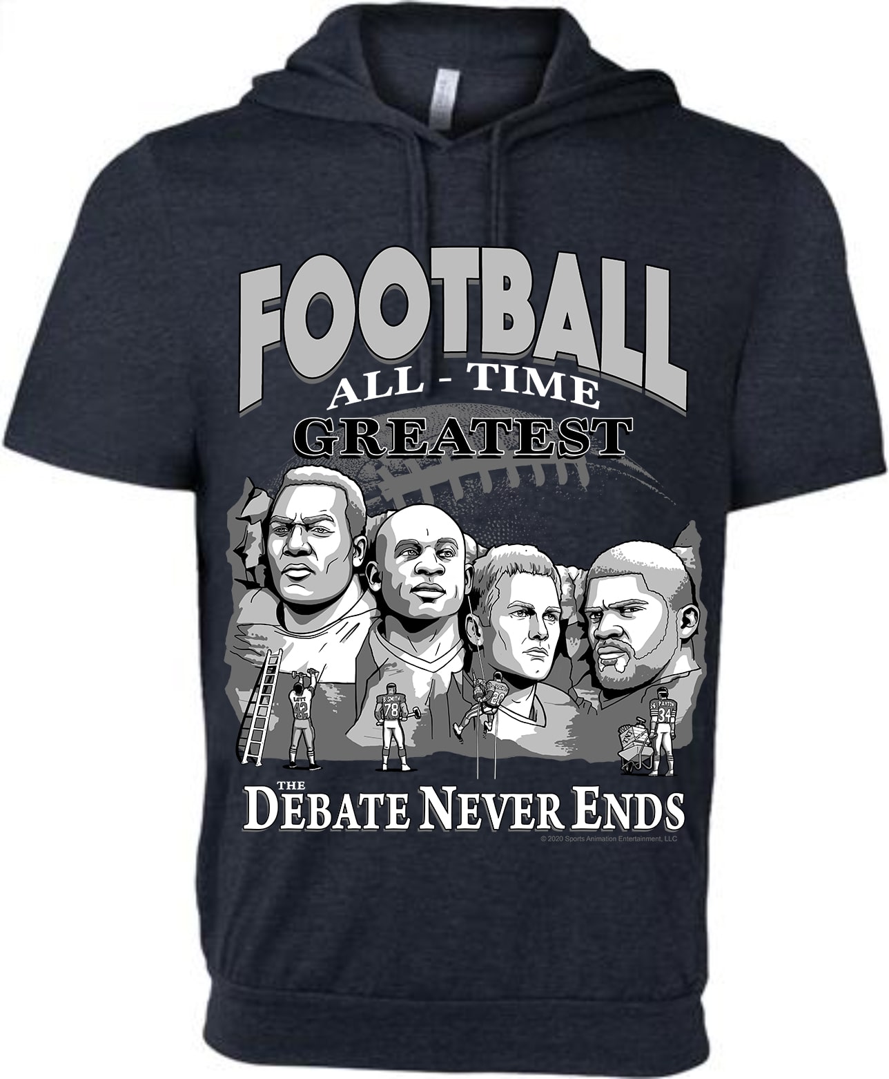 Mount Rushmore – Football All-Time Greatest (Black Short Sleeve Hoodie)