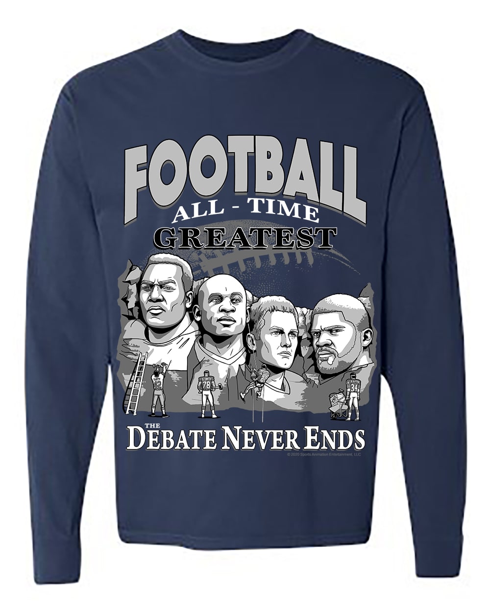 Mount Rushmore – Football All-Time Greatest (Navy Blue Long Sleeve Shirt)