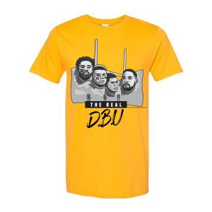 Mount Rushmore – LSU: The Real DBU (Defensive Back University) (Gold Softstyle Cotton T-shirt)
