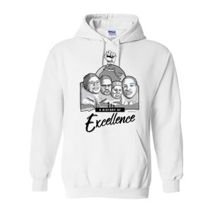 Mount Rushmore – Excellence (White Heavy Duty Hoodie)