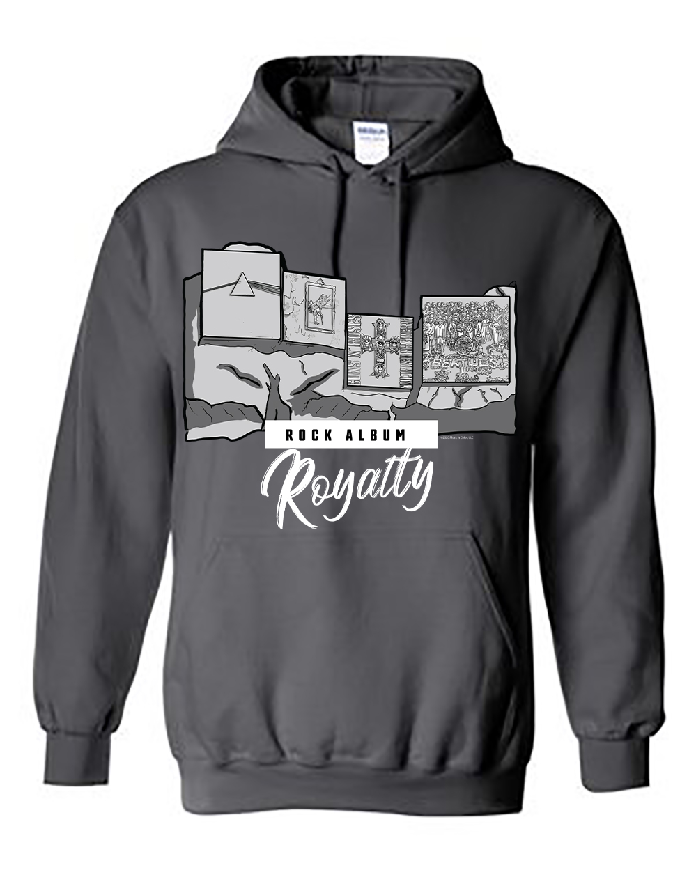 Mount Rushmore - Rock Album Royalty (Gray Heavy Duty Hoodie)