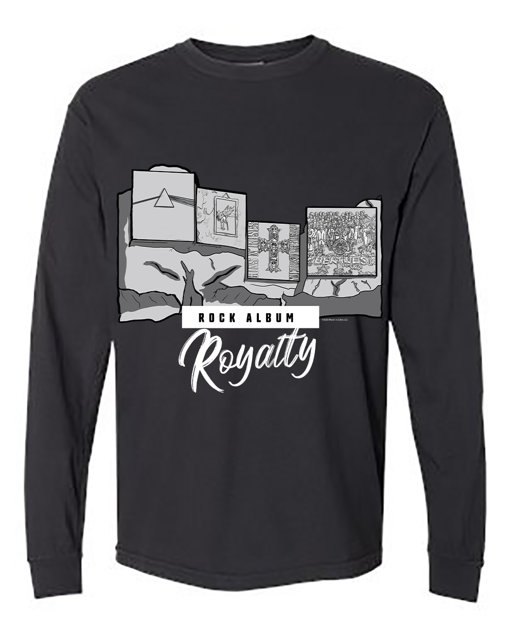 Mount Rushmore - Rock Album Royalty (Black Long Sleeve Shirt)