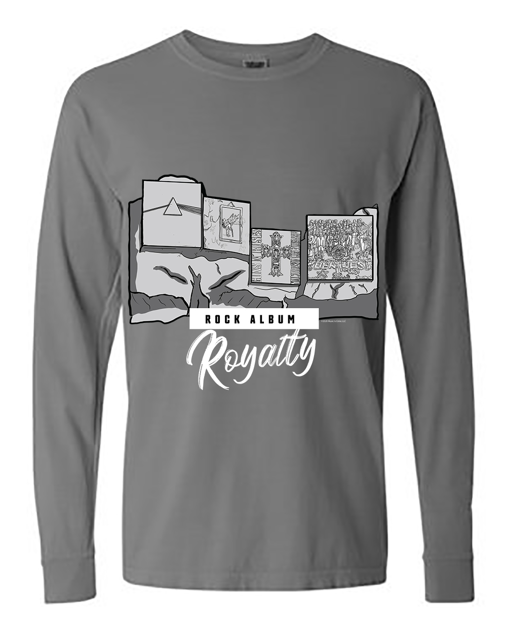 Mount Rushmore - Rock Album Royalty (Gray Long Sleeve Shirt)